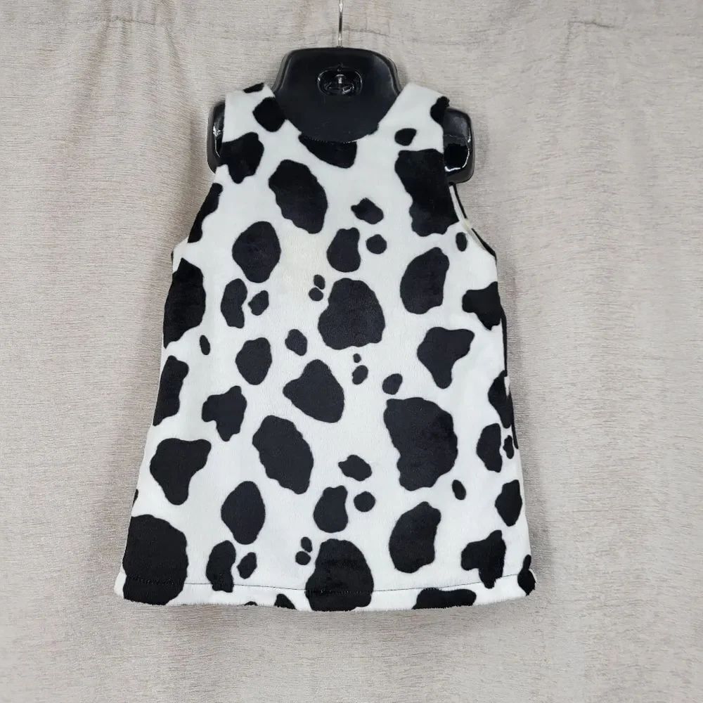 The Children's Place Black and White Girls Cow Print Shift Dress Y2K